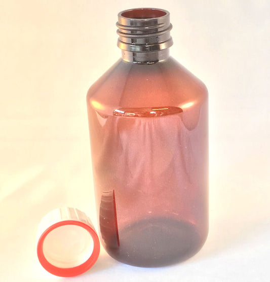 250 ml Amber PET Plastic Bottle with Anti Glug Cap