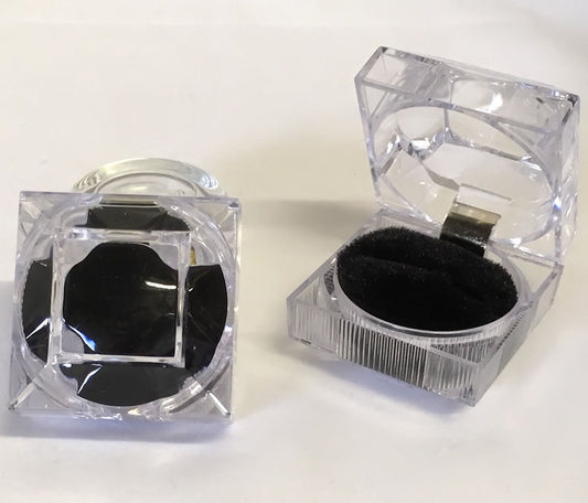 Crystal look Ring box with black velvet pad