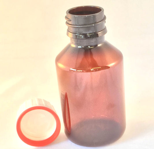 100 ml Amber PET Plastic Bottle with Anti Glug Cap